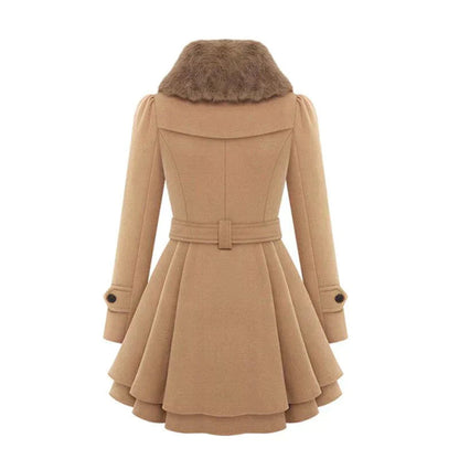 Yena™️ Chic Trench Coat With Vegan Fur