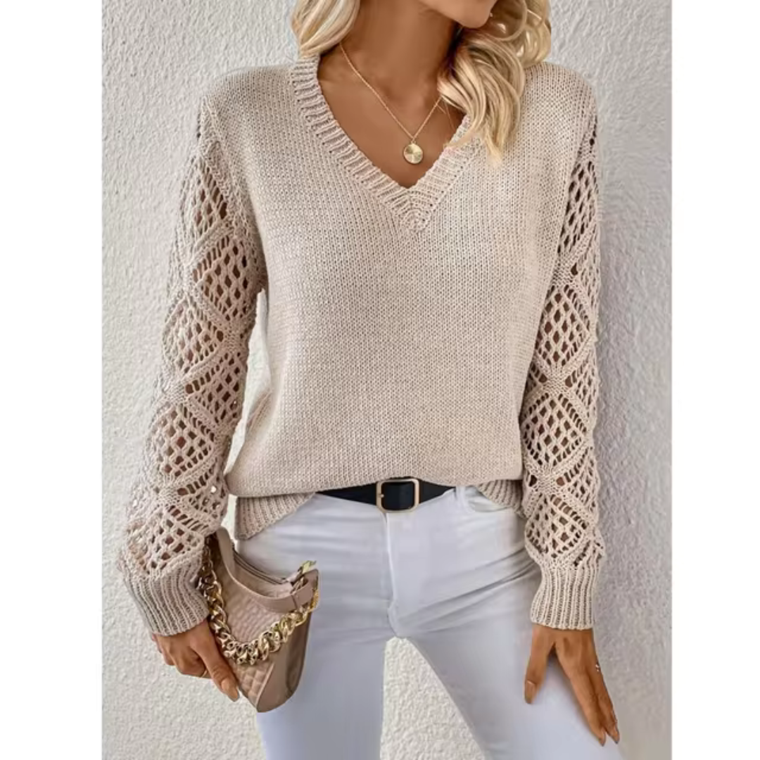 Camille™ Knitted V-Neck Casual Sweater