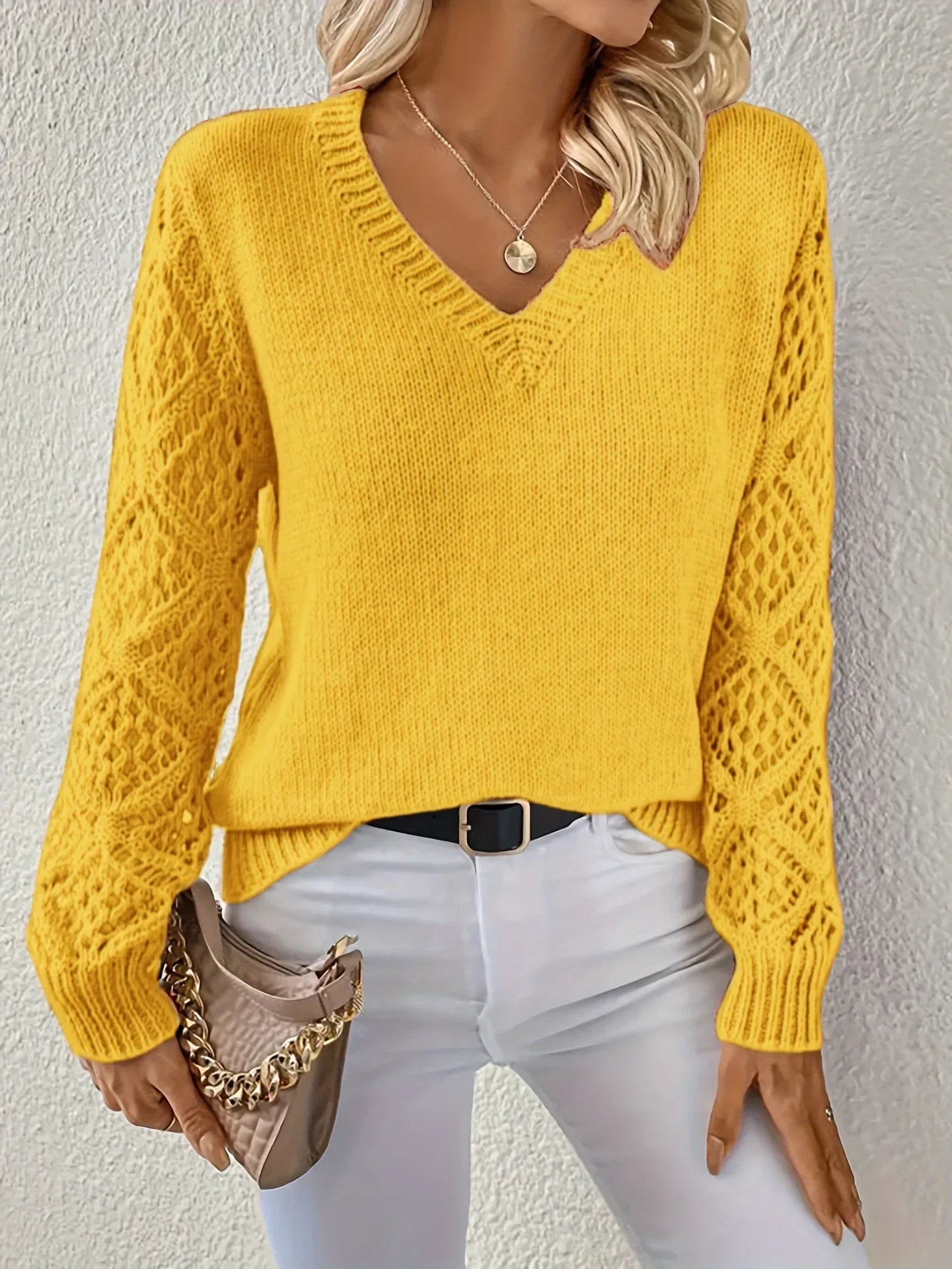 Camille™ Knitted V-Neck Casual Sweater